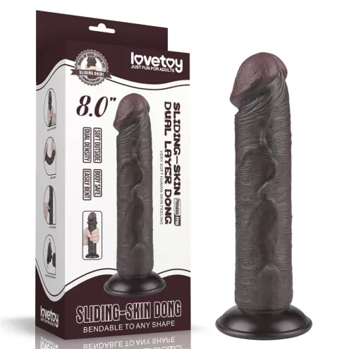 Фаллоимитатор Sliding-Skin Dual Layer Dong 8 без мошонки, коричневый
