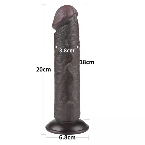 Фаллоимитатор Sliding-Skin Dual Layer Dong 8 без мошонки, коричневый