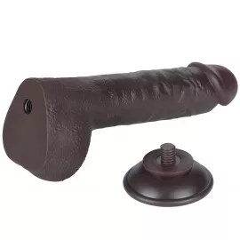 Фалоімітатор Sliding-Skin Dual Layer Dong 9.5 з мошонкою, чорний - 6