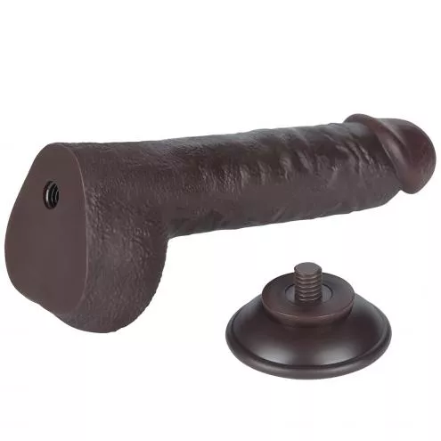 Фалоімітатор Sliding-Skin Dual Layer Dong 9.5 з мошонкою, чорний