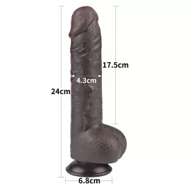 Фалоімітатор Sliding-Skin Dual Layer Dong 9.5 з мошонкою, чорний - 4