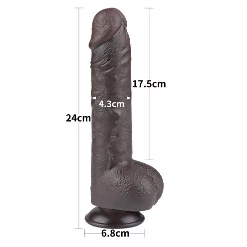 Фалоімітатор Sliding-Skin Dual Layer Dong 9.5 з мошонкою, чорний