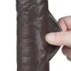 Фалоімітатор Sliding-Skin Dual Layer Dong 9.5 з мошонкою, чорний