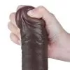 Фалоімітатор Sliding-Skin Dual Layer Dong 9.5 з мошонкою, чорний
