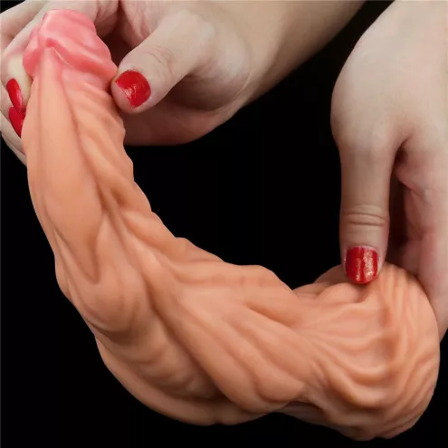 Фалоімітатор значного розміру 9.5 Dual layered Platinum Silicone Cock – Flesh