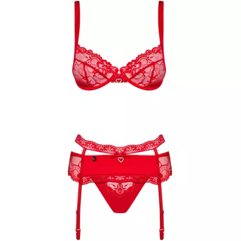 Комплект Obsessive Heartina set (Червоний, S/M)