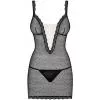 Комплект Obsessive 811-CHE-1 chemise (Чорний-екрі, S/M)