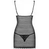 Комплект Obsessive 811-CHE-1 chemise (Чорний-екрі, S/M)