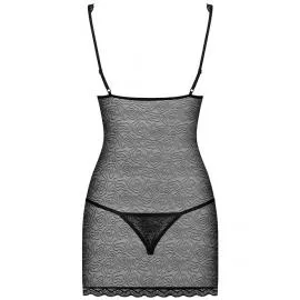 Комплект Obsessive 811-CHE-1 chemise (Чорний-екрі, S/M) - 4