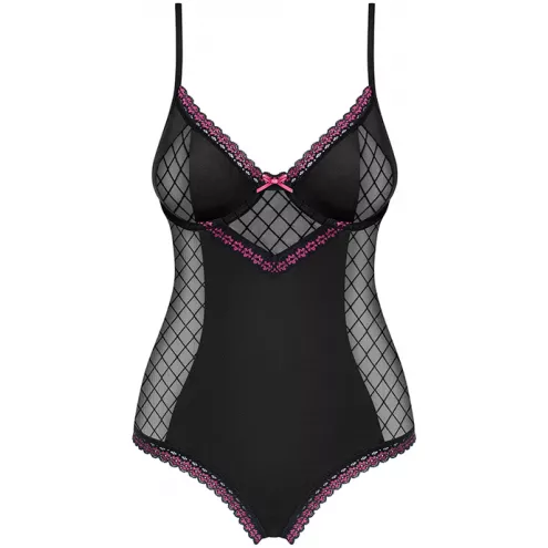 Боді Obsessive 819-TED-1 (Чорно-малиновий, S/M)