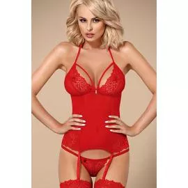 Комплект Obsessive 838-COR-3 corset (Красный, S/M) - 1