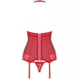 Комплект Obsessive 838-COR-3 corset (Красный, S/M) - 4