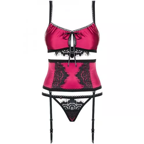 Комплект Obsessive 861-SEG-5 set (Малиновий з чорним, L/XL)