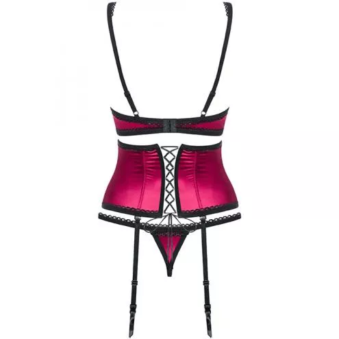 Комплект Obsessive 861-SEG-5 set (Малиновий з чорним, L/XL)