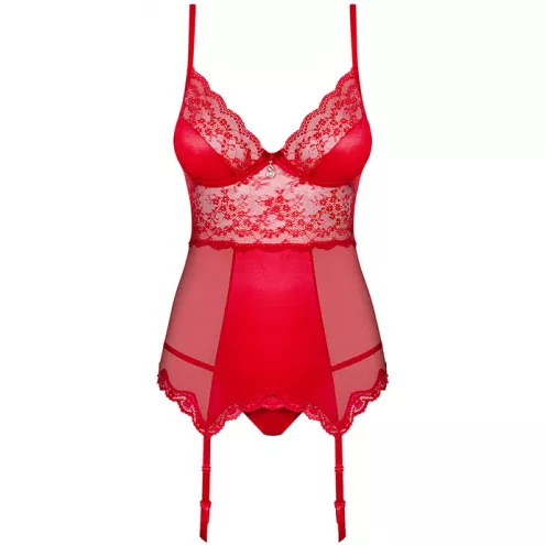 Комплект Obsessive Lovica corset (Червоний, S/M)