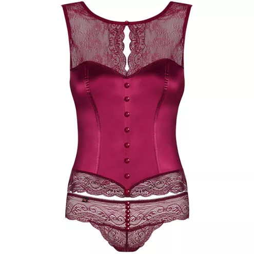 Комплект Obsessive Miamor corset (Бордовий, S/M)