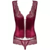 Комплект Obsessive Miamor corset (Бордовий, S/M)