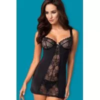 Комплект Obsessive Heartina chemise (Черный, L/XL)