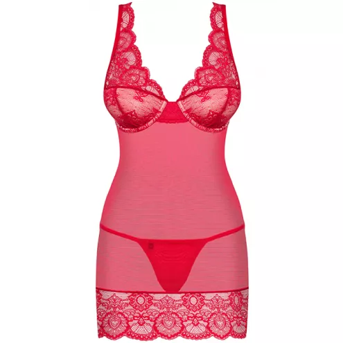 Комплект Obsessive 853-CHE-3 chemise (Червоний, L/XL)