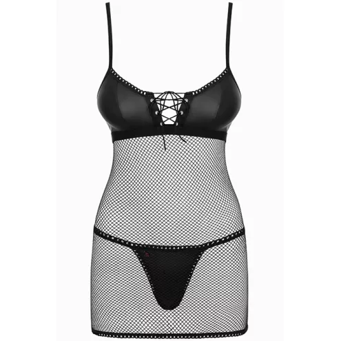 Комплект Obsessive Rebella chemise (Чорний, S/M)