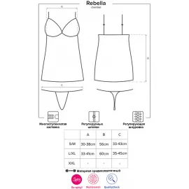 Комплект Obsessive Rebella chemise (Черный, S/M) - 5
