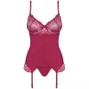 Комплект Obsessive Rosalyne corset (Бордо-тілесний, XXL)