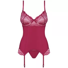 Комплект Obsessive Rosalyne corset (Бордо-телесный, S/M) - 2