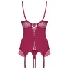 Комплект Obsessive Rosalyne corset (Бордо-тілесний, XXL)