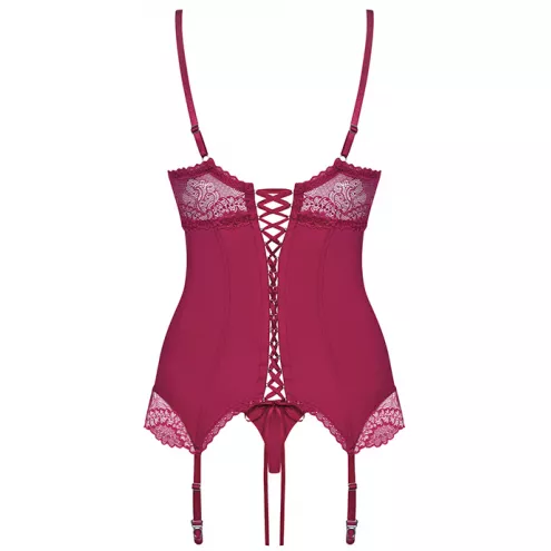 Комплект Obsessive Rosalyne corset (Бордо-тілесний, XXL)