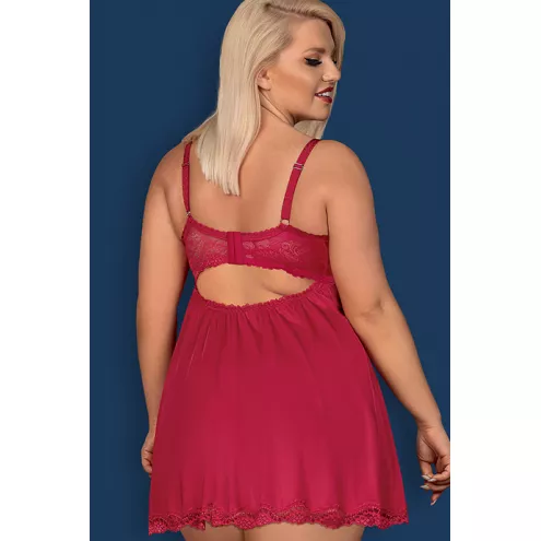 Комплект Obsessive Rosalyne babydoll (Бордо-тілесний, S/M)