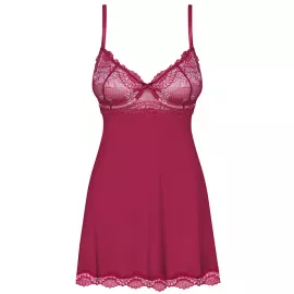 Комплект Obsessive Rosalyne babydoll (Бордо-телесный, S/M) - 3
