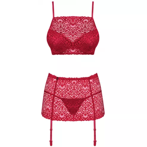 Комплект Obsessive Lividia set (Червоний, S/M)