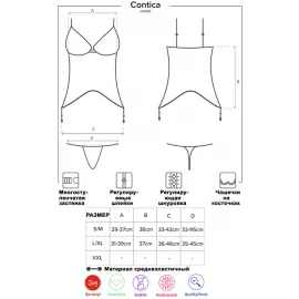 Комплект Obsessive Contica corset (Черный, L/XL) - 3
