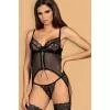 Комплект Obsessive Contica corset (Чорний, L/XL)