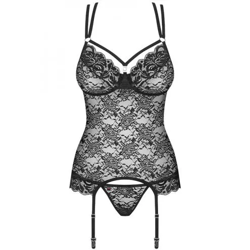 Комплект Obsessive 860-COR-1 corset (Чорний, S/M)