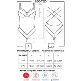 Боди Obsessive 860-TED-5 (Малиновый, S/M) - 5