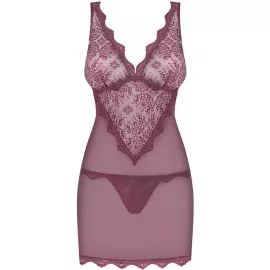 Комплект Obsessive Emperita chemise (Тауп, S/M) - 3