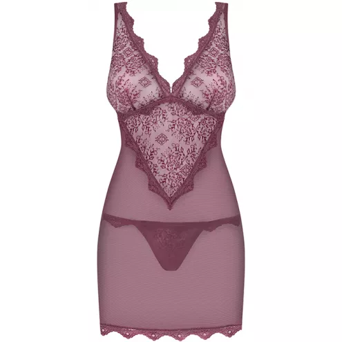 Комплект Obsessive Emperita chemise (Тауп, S/M)