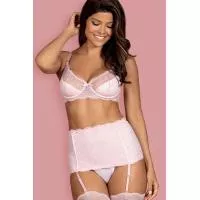 Комплект Obsessive Girlly set (Біло-рожевий, L/XL)