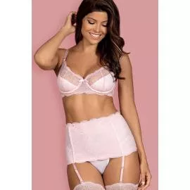 Комплект Obsessive Girlly set (Бело-розовый, S/M) - 1