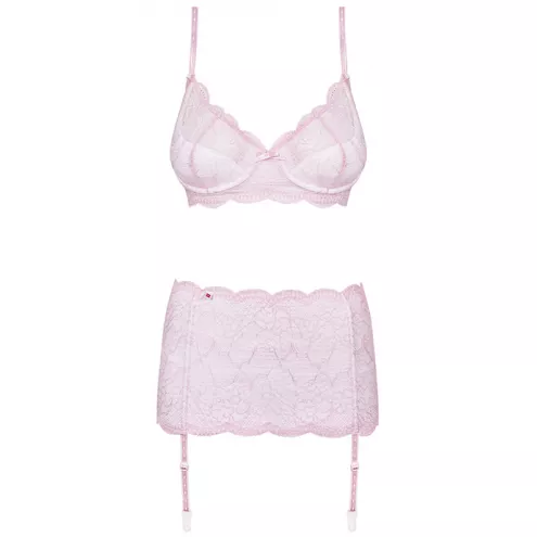 Комплект Obsessive Girlly set (Біло-рожевий, L/XL)