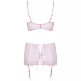 Комплект Obsessive Girlly set (Бело-розовый, S/M) - 7