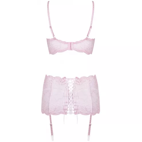 Комплект Obsessive Girlly set (Біло-рожевий, L/XL)