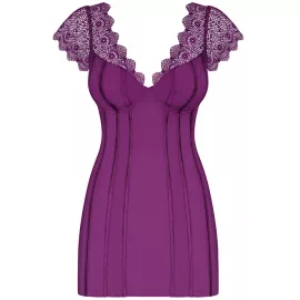 Комплект Obsessive Moketta chemise (Фиолетовый, L/XL) - 3