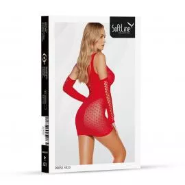 Эротическое платье SoftLine, с вырезом и съемными рукавами, красное, One Size - 2