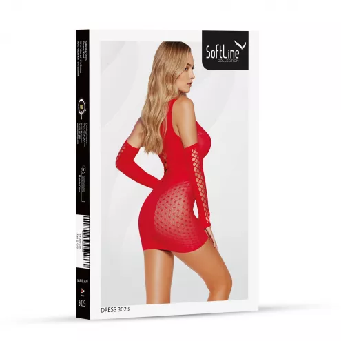 Еротична сукня SoftLine, з вирізом та знімними рукавами, червона, One Size