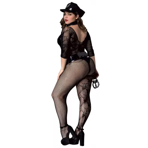 Эротический комбинезон сетка BLACK POLICE OUTFIT XL/XXL (Size: XL/XXL)