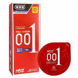 Супертонкі презервативи Muaisi 001 REDWet Tube 12шт ребристі з додатковим мастилом - 1