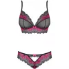 Комплект Obsessive Tulia set (Чорно-малиновий, L/XL)