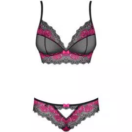 Комплект Obsessive Tulia set (Черно-малиновый, M/L) - 5